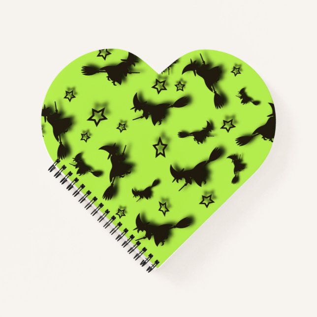 Flying witch among stars at Halloween night 3D  Notebook (Front)