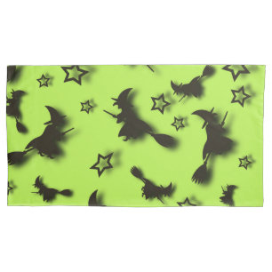 Flying witch among stars at Halloween night 3D Pillowcase