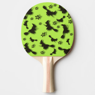 Flying witch among stars at Halloween night 3D  Ping Pong Paddle