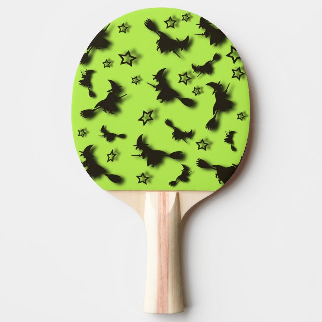 Flying witch among stars at Halloween night 3D  Ping Pong Paddle (Front)