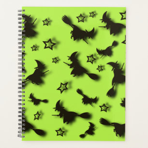 Flying witch among stars at Halloween night 3D Planner