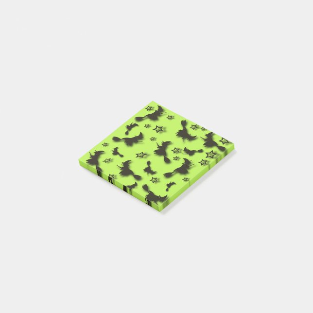 Flying witch among stars at Halloween night 3D Post-it Notes (Angled)