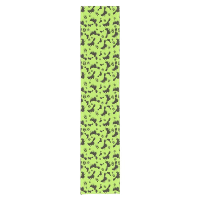 Flying witch among stars at Halloween night 3D   Short Table Runner (Front)