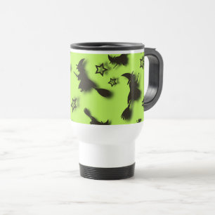 Flying witch among stars at Halloween night 3D Travel Mug