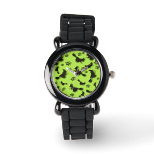 Flying witch among stars at Halloween night 3D Watch