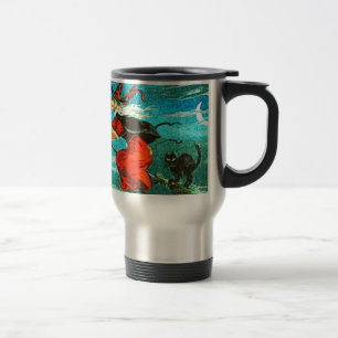 Flying Witch and Black Cat Halloween Travel Mug