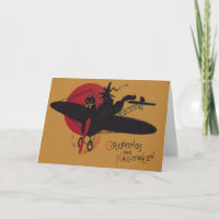 Flying Witch Black Cat Aeroplane Full Moon