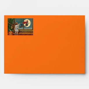 Flying Witch Black Cat Ful Moon Pumpkin Envelopes