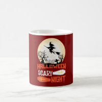 Flying Witch Halloween Graveyard Scene Coffee Mug