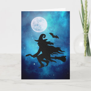 Flying Witch Halloween Greeting Card