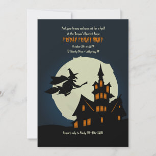 Flying Witch Halloween Party Invitation