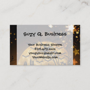 Flying Witch Harvest Moon Bats Halloween Gifts Business Card