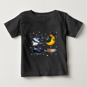 Flying Witch on Halloween Night Baby T-Shirt