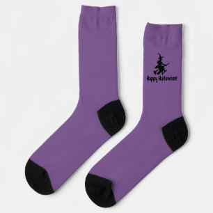 Flying Witch on Purple - Happy Halloween - Socks