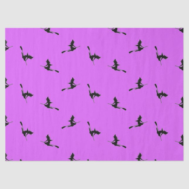 Flying witch on purple tissue paper (Front)