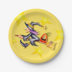 Flying Witch Paper Plate