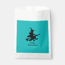 Flying Witch - Teal - Happy Halloween - Favour Bag