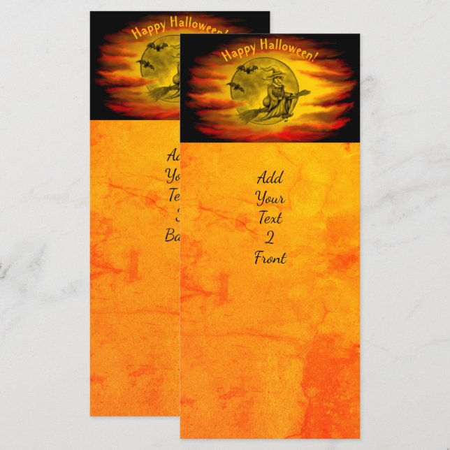 Flying witch with black cat , halloween night (Front/Back)