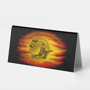 Flying witch with black cat , halloween night