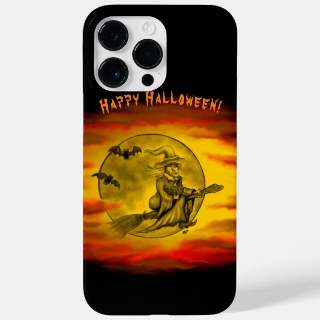 Flying witch with black cat , halloween night Case-Mate iPhone case (Back)