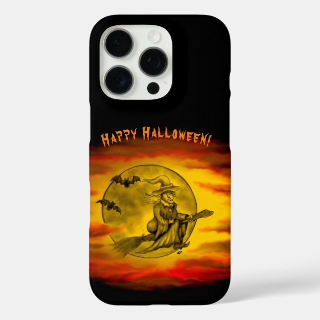 Flying witch with black cat , halloween night Case-Mate iPhone case (Back)