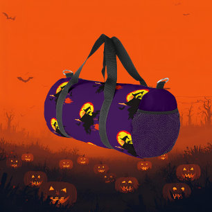 Flying Witch  with full moon   Duffle Bag