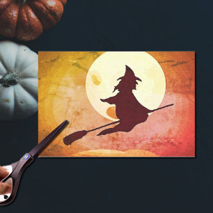 Flying Witch with full moon no2 Tissue Paper