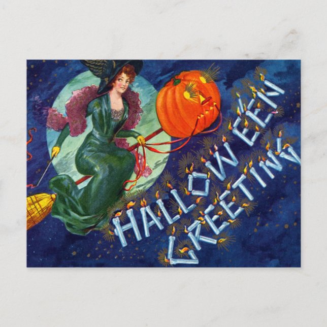 Flying Witches Halloween Postcard (Front)