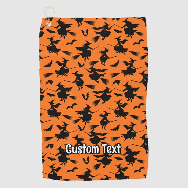 Flying Witches Pattern Golf Towel (Front)