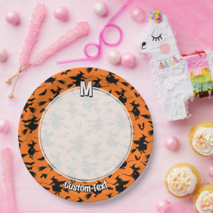 Flying Witches Pattern Paper Plate