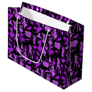 Flying witches pattern.Purple Black BG Large Gift Bag