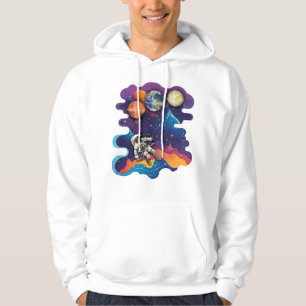 Flying with planets in space hoodie