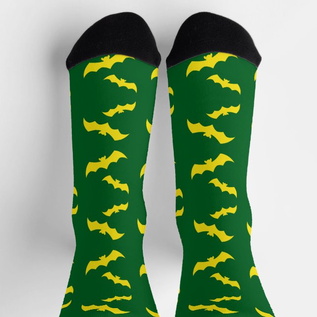 Flying Yellow Halloween Bats Socks (Top)