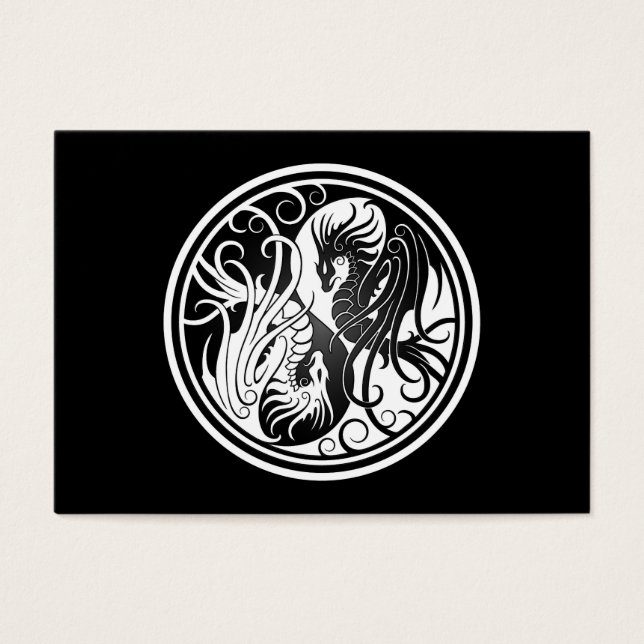 Flying Yin Yang Dragons - black and white (Front)