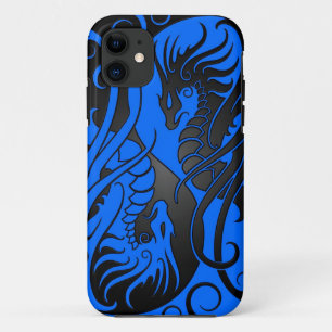 Flying Yin Yang Dragons - blue and black iPhone 11 Case