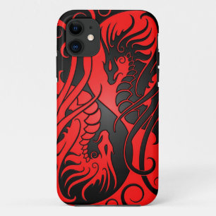 Flying Yin Yang Dragons - red and black iPhone 11 Case