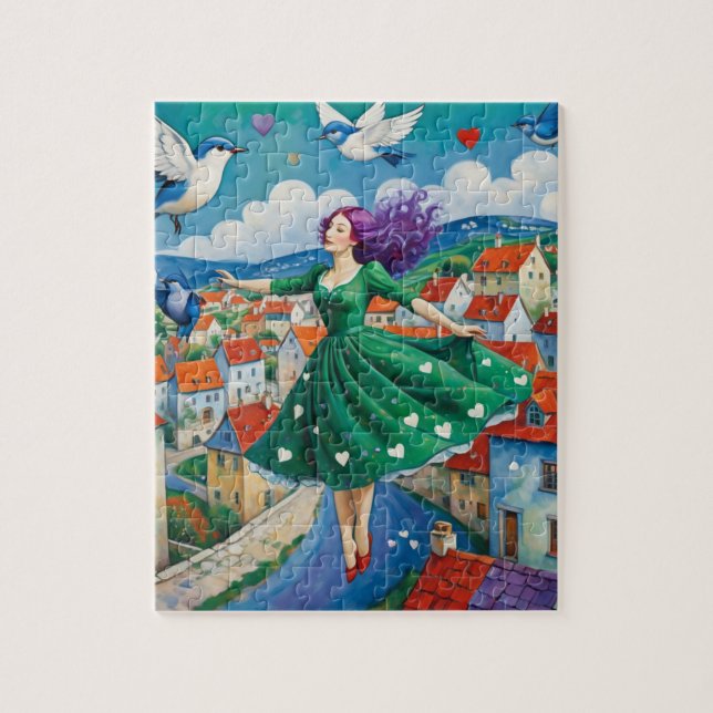 Flyinh Lady With Purple Hair Jigsaw Puzzle (Vertical)