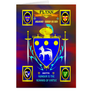 FLYNN FAMILY COAT OF ARMS CREST AND SHIELD