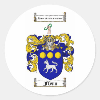 FLYNN FAMILY CREST -  FLYNN COAT OF ARMS CLASSIC ROUND STICKER