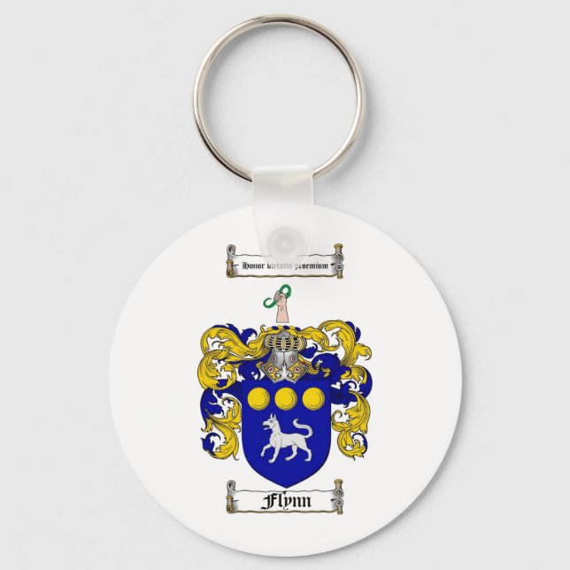 FLYNN FAMILY CREST -  FLYNN COAT OF ARMS KEY RING (Front)