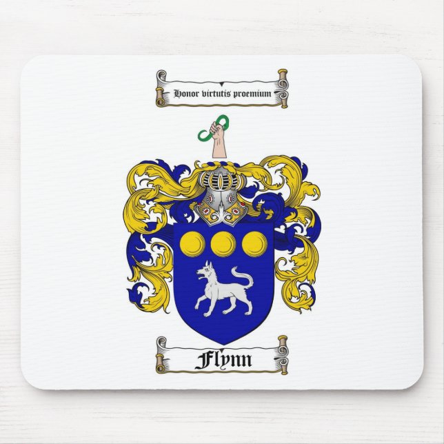 FLYNN FAMILY CREST -  FLYNN COAT OF ARMS MOUSE MAT (Front)