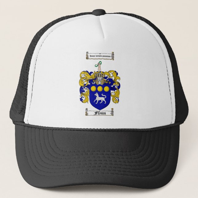 FLYNN FAMILY CREST -  FLYNN COAT OF ARMS TRUCKER HAT (Front)
