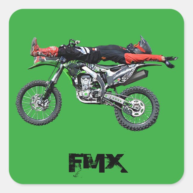 FMX - Freestyle Aerial Motocross Stunt III Square Sticker (Front)
