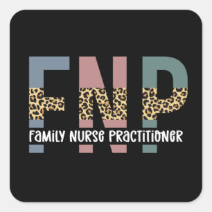 FNP Family Nurse Practitioner Cheetah Print Square Sticker
