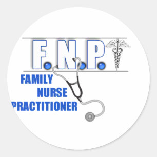 FNP  LOGO  STETHOSCOPE FAMILY NURSE PRACTITIONER CLASSIC ROUND STICKER