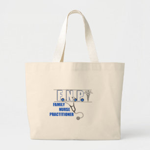 FNP LOGO STETHOSCOPE FAMILY NURSE PRACTITIONER LARGE TOTE BAG