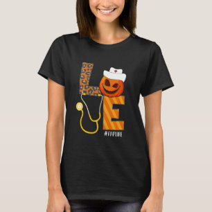 FNP Nurse Halloween Pumpkin Leopard Love Nurse Lif T-Shirt