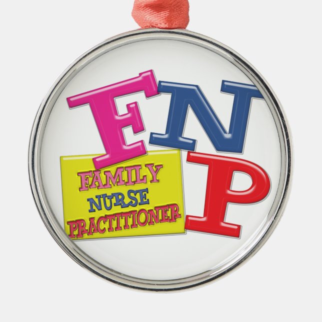 FNP WHIMSICAL ACRONYM FAMILY NURSE PRACTITIONER METAL TREE DECORATION (Front)