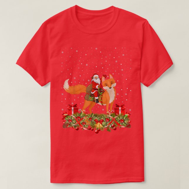 Fo Animal Lover Santa Riding Fo Christmas 1314  T-Shirt (Design Front)