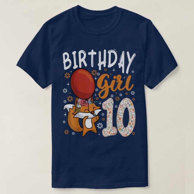 Fo Animal Lovers 10th Birthday Girl Bday 10 Year O T-Shirt (Design Front)